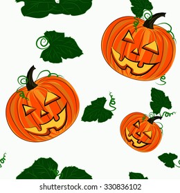 Seamless with funny pumpkins in cartoon style. For Halloween