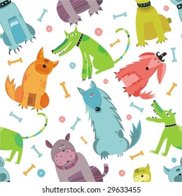 Seamless Funny vector dogs. To see similar, please VISIT MY PORTFOLIO