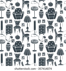 Seamless furniture pattern. Vector illustration.