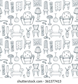 Seamless furniture pattern. Vector illustration.
