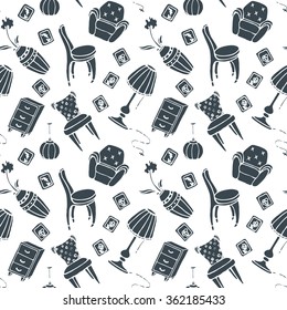 Seamless furniture pattern. Vector illustration.