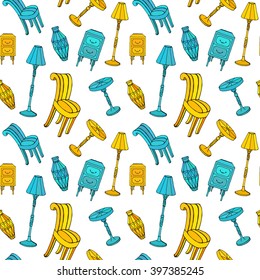 Seamless furniture pattern. Vector illustration.