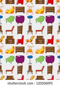 seamless Furniture pattern,cartoon vector illustration