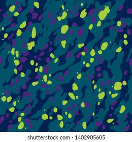 Seamless futuristic fashion green, blue and purple sharp edges camo pattern vector