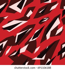 Seamless Futuristic Fashion Red Black And White Sharp Edges Camo Pattern Vector