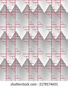 seamless futuristic line gradient artistic retro zigzag stripes black red gray geometric pattern