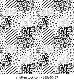 seamless futuristic monochrome pattern texture-vector illustration. Background of geometric shapes. Strip numbers dots.