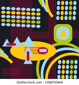 Seamless futuristic pattern. Abstract geometric design. Vintage background for textile, cover, wallpaper, gift packaging, printing.