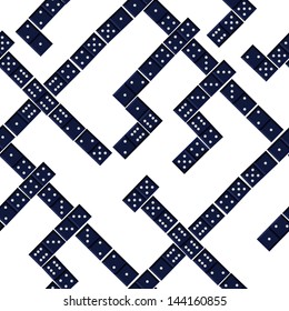 Seamless game pattern with domino. Black on white