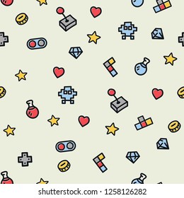 Seamless gaming pattern, retro style. Game wrapping paper print design.