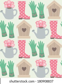 seamless garden pattern design. vector illustration