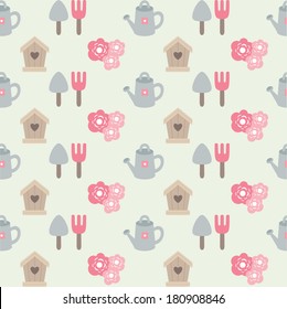 seamless garden pattern design. vector illustration