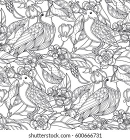 Seamless Garden Pattern Doodle Style Floral Stock Vector (Royalty Free ...