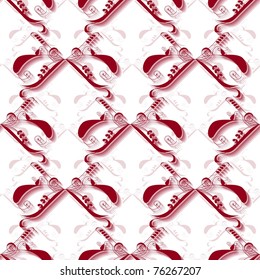 Seamless garnet swirl ornament pattern on white
