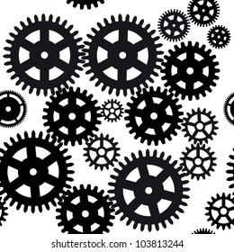 Seamless gear and cogwheel background on white