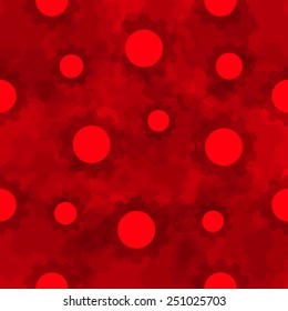 Seamless gear  pattern - grey gears on red. Vector illustration