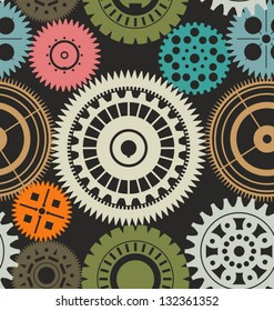 Seamless gears background retro color