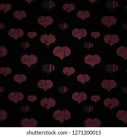 Seamless Geek valentine':s day hearts background. Valentine':s with brown, gray and black elements. Heart pattern. Vector illustration.