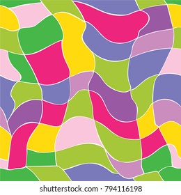 Seamless geimetric multicicolor pattern with curved rectangles