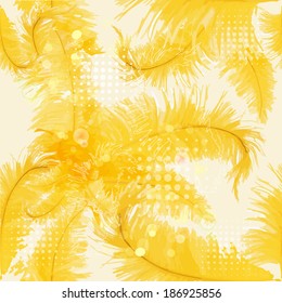 Seamless gentle background with feathers. Vector