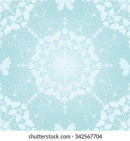 Seamless gentle christmas pattern with snowflakes and butterfly, vector eps 10