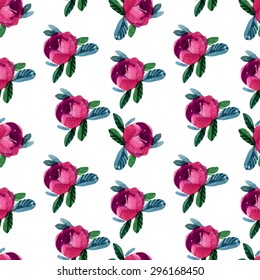 Seamless gentle floral pattern in the style of watercolor flowers. Handmade illustration for greeting cards, wallpaper, stationery, fabric.