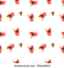 Seamless gentle floral pattern in the style of watercolor flowers. Handmade illustration for greeting cards, wallpaper, stationery, fabric.