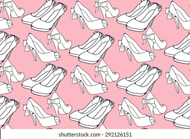 Seamless gentle pattern with sketch female shoes 