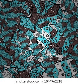 Seamless Gentle, spring on black, blue and brown colors. Vector - stock. Modern stylish texture.