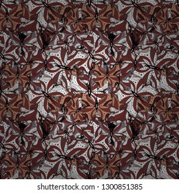 Seamless Gentle, spring on black, brown and white colors. Modern stylish texture. Vector - stock.