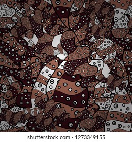 Seamless Gentle, spring on brown, white and black colors. Vector - stock. Modern stylish texture.