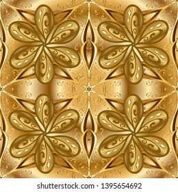 Seamless Gentle, spring on brown and yellow colors. Modern stylish texture. Vector - stock.