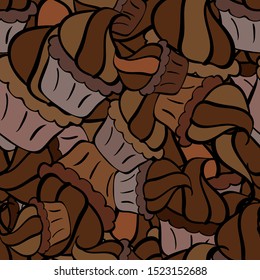 Seamless Gentle, spring on brown, gray and black colors. Vector - stock. Modern stylish texture.
