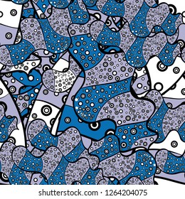 Seamless Gentle, spring on neutral, blue and black colors. Vector - stock. Modern stylish texture.