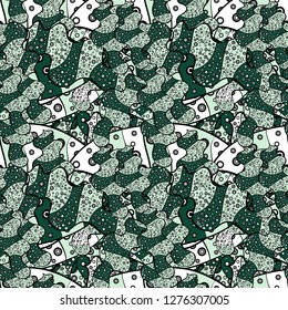 Seamless Gentle, spring on neutral, green and black colors. Modern stylish texture. Vector - stock.