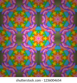 Seamless Gentle, spring on orange, blue and green colors. Vector - stock. Modern stylish texture.