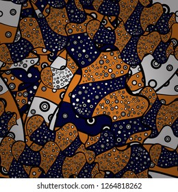 Seamless Gentle, spring on orange, black and white colors. Vector - stock. Modern stylish texture.