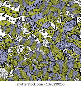 Seamless Gentle, spring on yellow, black, white, gray and neutral colors. Vector - stock. Modern stylish texture.