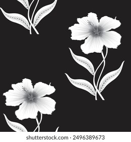 seamless gentle vector paisley print with ethnic paisley and flowers pattern, allover composition. Detailed beautiful paisleys with floral motives in black and white.