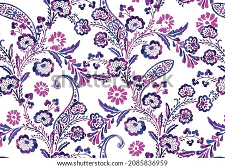seamless gentle vector paisley print with ethnic paisley and flowers pattern, allover composition. Detailed beautiful paisleys with floral motives 