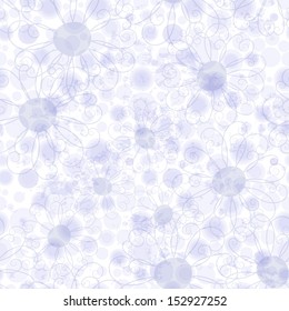 Seamless gentle violet floral pattern with flowers and violet polka dots (vector eps10)