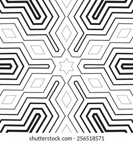 Seamless geo, geometric pattern, seamless halftone pattern, stars, diamonds, stripes, abstract military style background, black and white seamless print