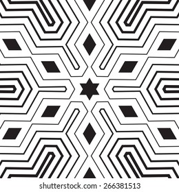 Seamless geo, geometric pattern, seamless halftone pattern, stars, diamonds, stripes, abstract military style background, black and white seamless print