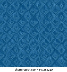 Seamless geo, geometric pattern, monochrome monotone blue background, seamless textile, fabric print, fashion design, hand drown element, classic diamond pattern, abstract texture, vector illustration