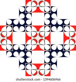 Seamless geo tile vector. Mosaic morrocan,  Arab kitchen, Mexican texture.  Geometric boho design. Tricolor Italian majolica tile. Retro floral ornament. Ethnic repeat design.  