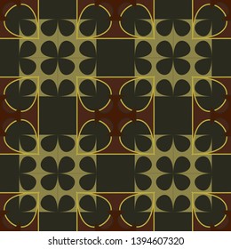 Seamless geo tile vector. Mosaic morrocan,  Arab kitchen, Mexican texture.  Italian majolica tile. Retro floral ornament. Ethnic repeat design.   Olive green Geometric boho design.