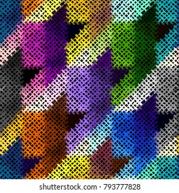 Seamless geoemtric pattern. Classic Hounds-tooth pattern on canvas texture.