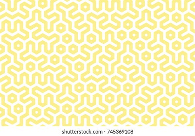 Seamless geometri pattern with hexagons and lines. Bright scandinavian design. Irregular structure for fabric print. Monochrome abstract background.