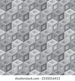 Seamless geometric 3D cube pattern,creating a complex yet visually appealing optical illusion. Perfect for backgrounds,wallpapers, packaging,or digital designs requiring a modern and repetitive style.