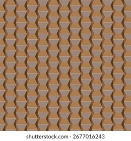 Seamless Geometric 3D Hexagonal Pattern in Brown and Gray Tones